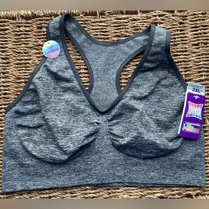 Hanes G39H Cozy Racerback Wire Free Bra Size 2XL Gravel Gray NWT